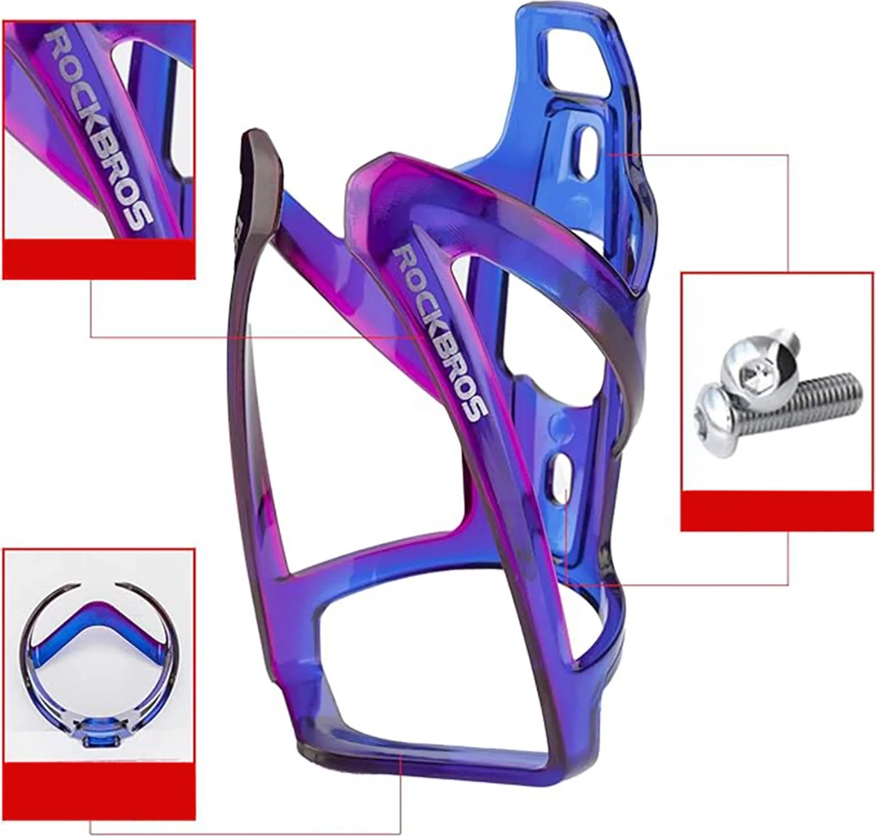 Mbajtës shishe për biçikletë Rockbros FK338, PC, blu dhe vjollcë