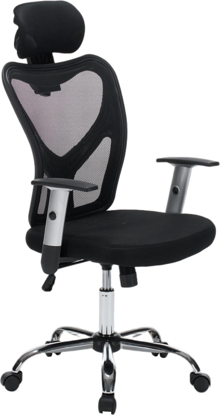 Karrige zyre CUORE, material rrjetë e zezë, kornizë e zezë, bazë kromi, 63x61x125cm