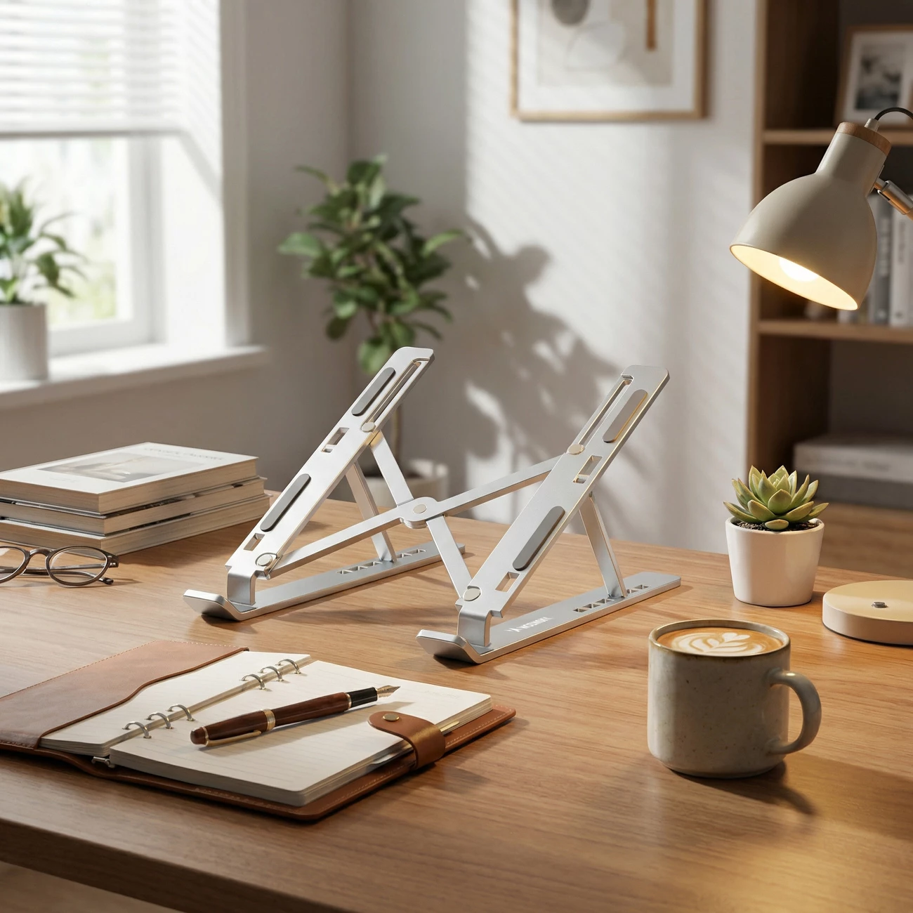 Mbajtëse laptopi Wozinsky WDCX-X8S, e palosshme, e rregullueshme 10-16\", 6 pozita, 10 kg, alumin, argjendtë