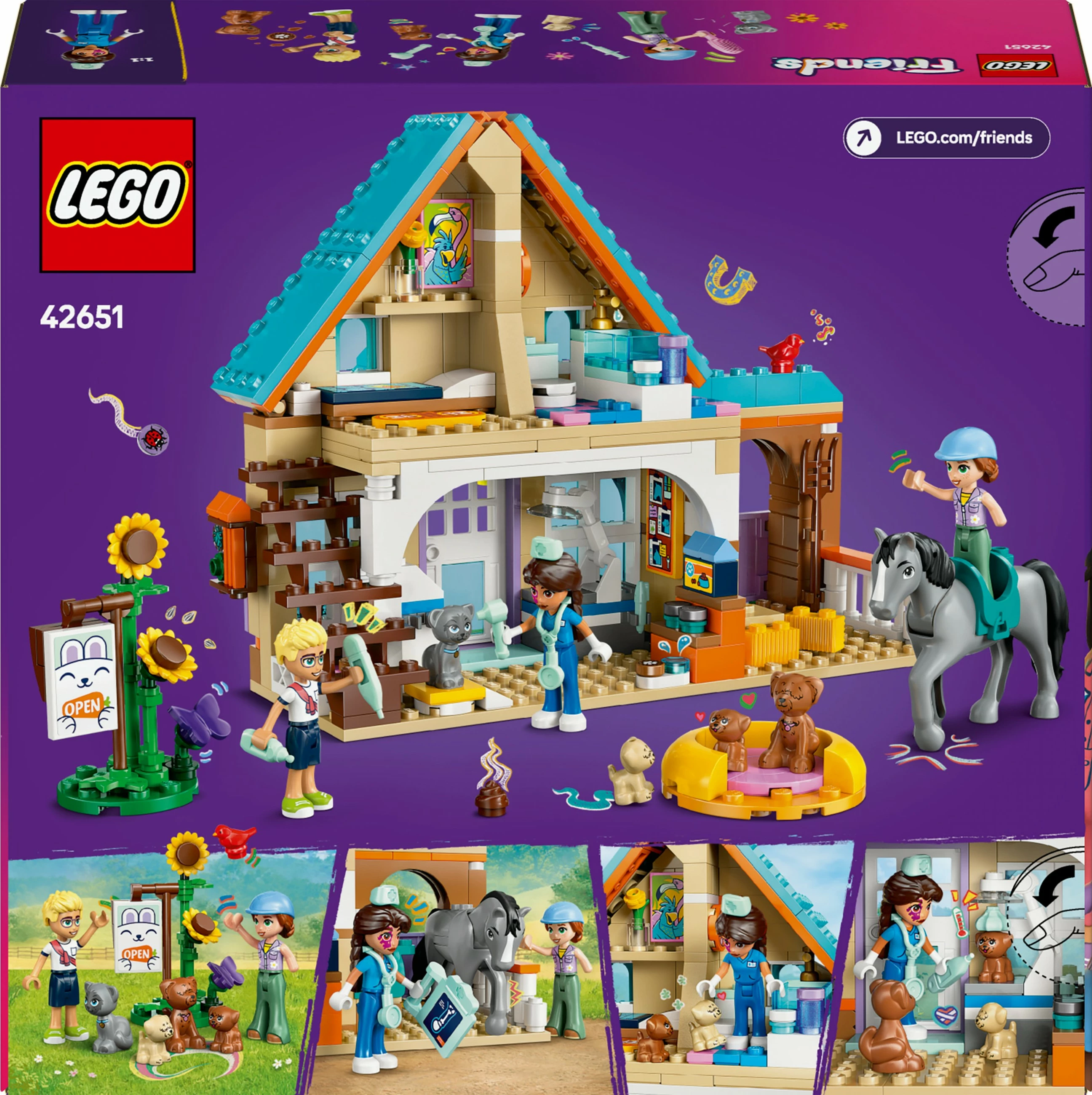 Set ndërtimi LEGO Friends 42651, klinikë veterinare për kuaj dhe kafshë, 428 pjesë, multikolor