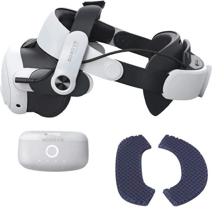 Rrip koke me bateri BoboVR M3 Pro për Oculus Quest 3 / Quest 3S, 5200mAh, i bardhë