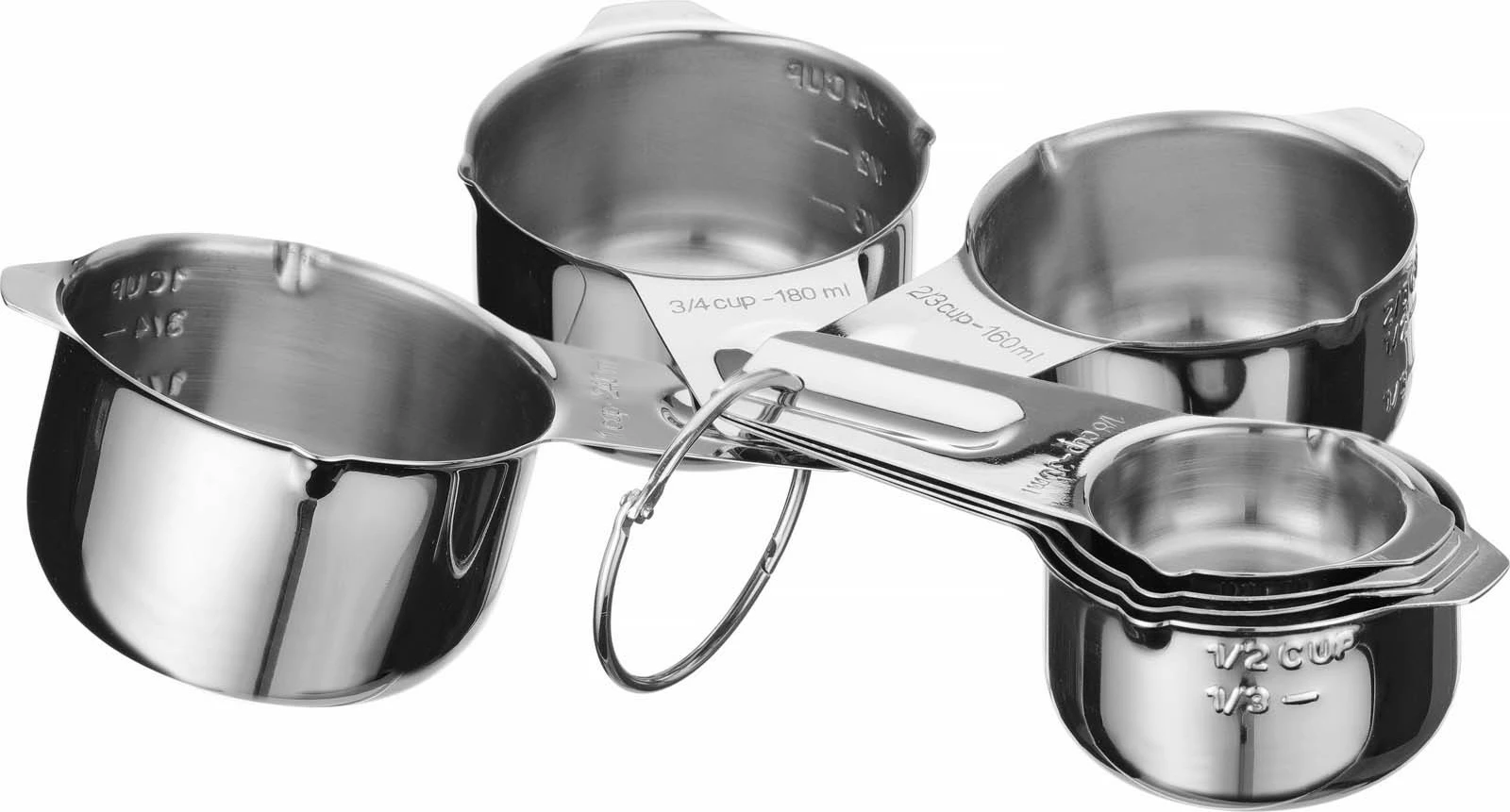 Set gotash matëse, Bar Up, inoks, 30–240 ml, me gypa derdhës dhe doreza me vrimë, argjendtë, set 7 copë