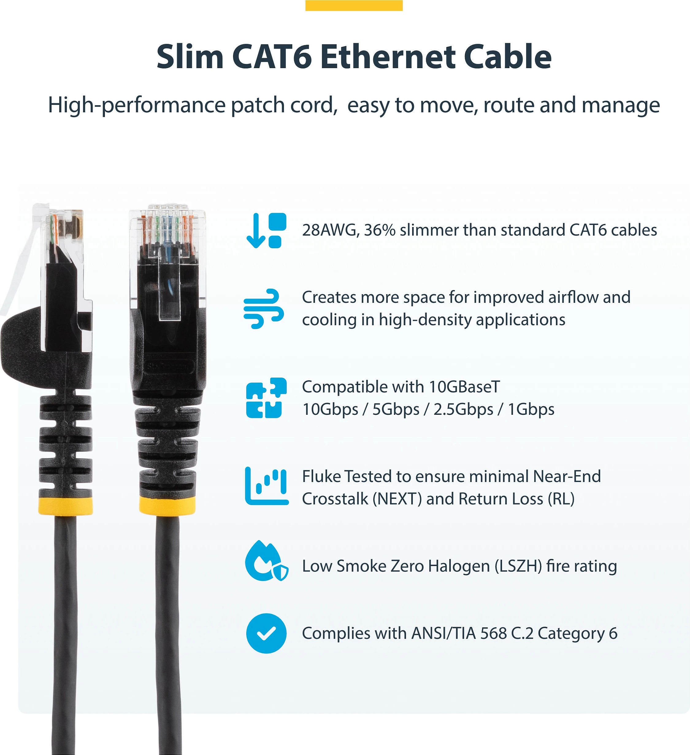 Kabllo rrjeti Ethernet StarTech Cat6 Slim 7m, PoE++ 100W, RJ45, blu