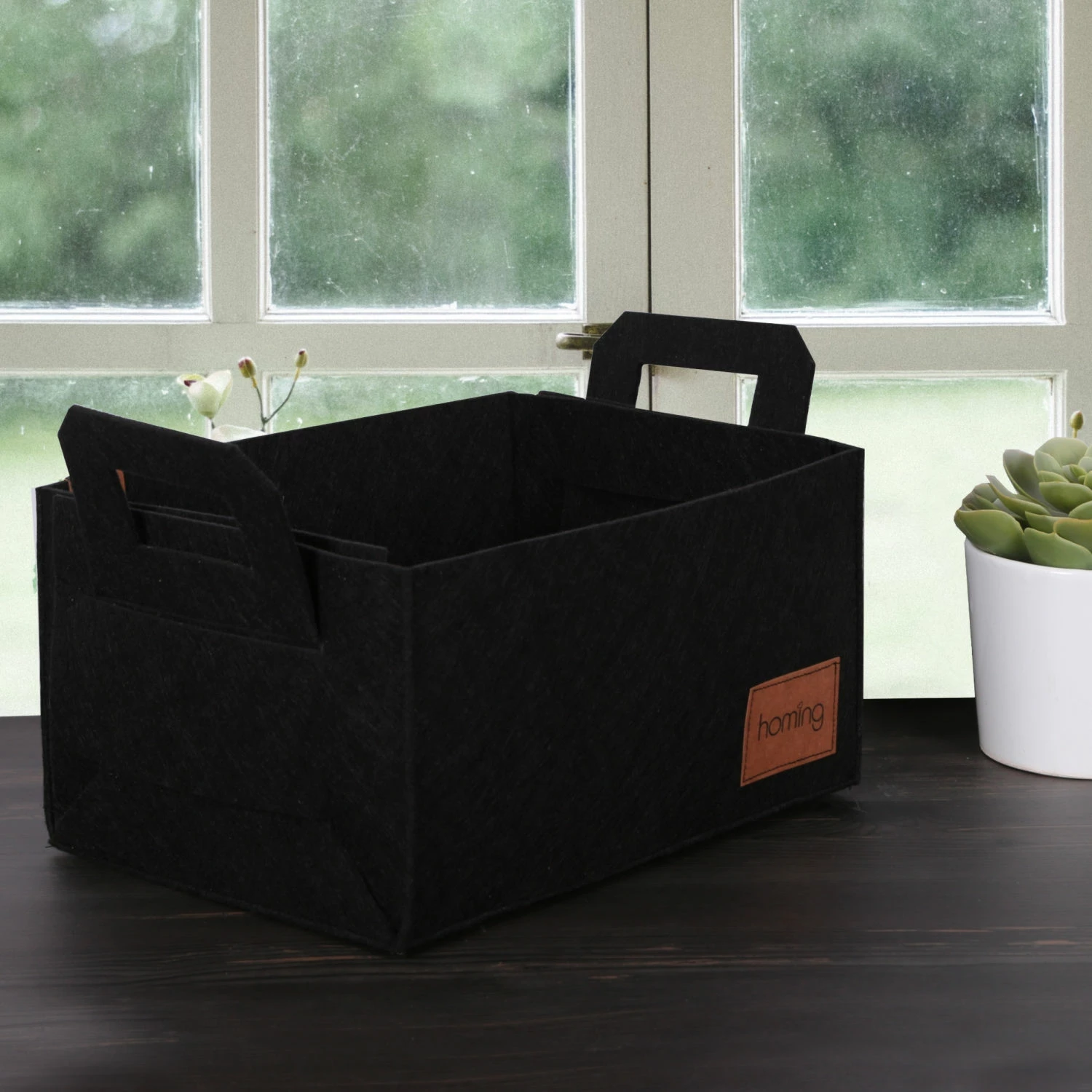 Organizues tavoline prej lëkure sintetike, ngjyrë e zezë, Aberto Design, HMY-6267, 30x20x15cm