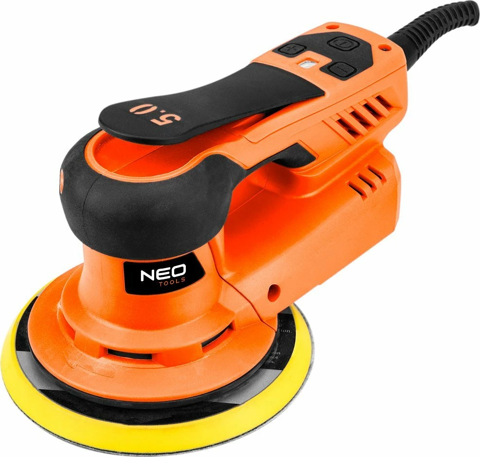 Lëmues orbital Neo Tools 04-721 350W 150mm brushless, set 6 letra zmerile, portokalli/zi