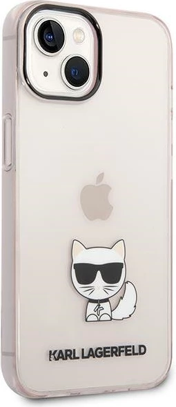 Mbështjellës Karl Lagerfeld Choupette Body për iPhone 14 Plus / 15 Plus, Transparent, Rozë