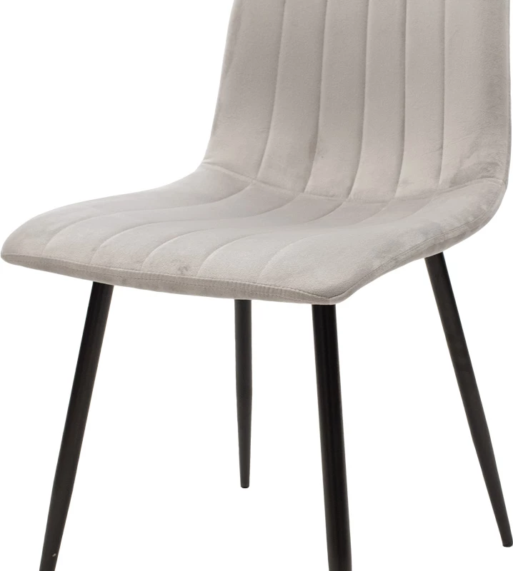 Karrige Noor kadife gri me këmbë metalike të zeza, set prej 4 copash, 44x53x86cm