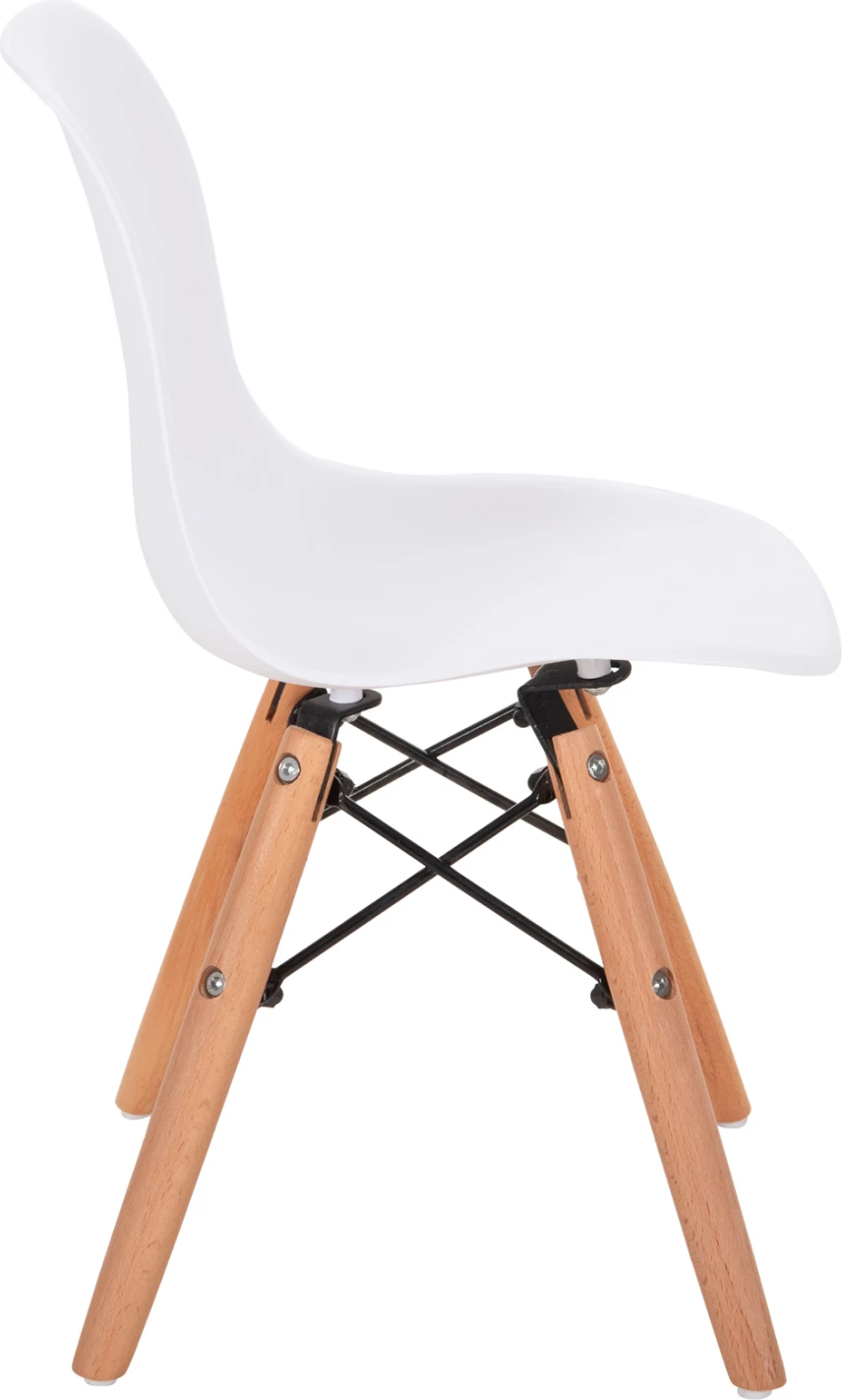 Karrige Twist për fëmijë FH8453.01 me këmbë druri dhe ulëse PP e bardhë 30,5x33x59 cm, set prej 4 copë