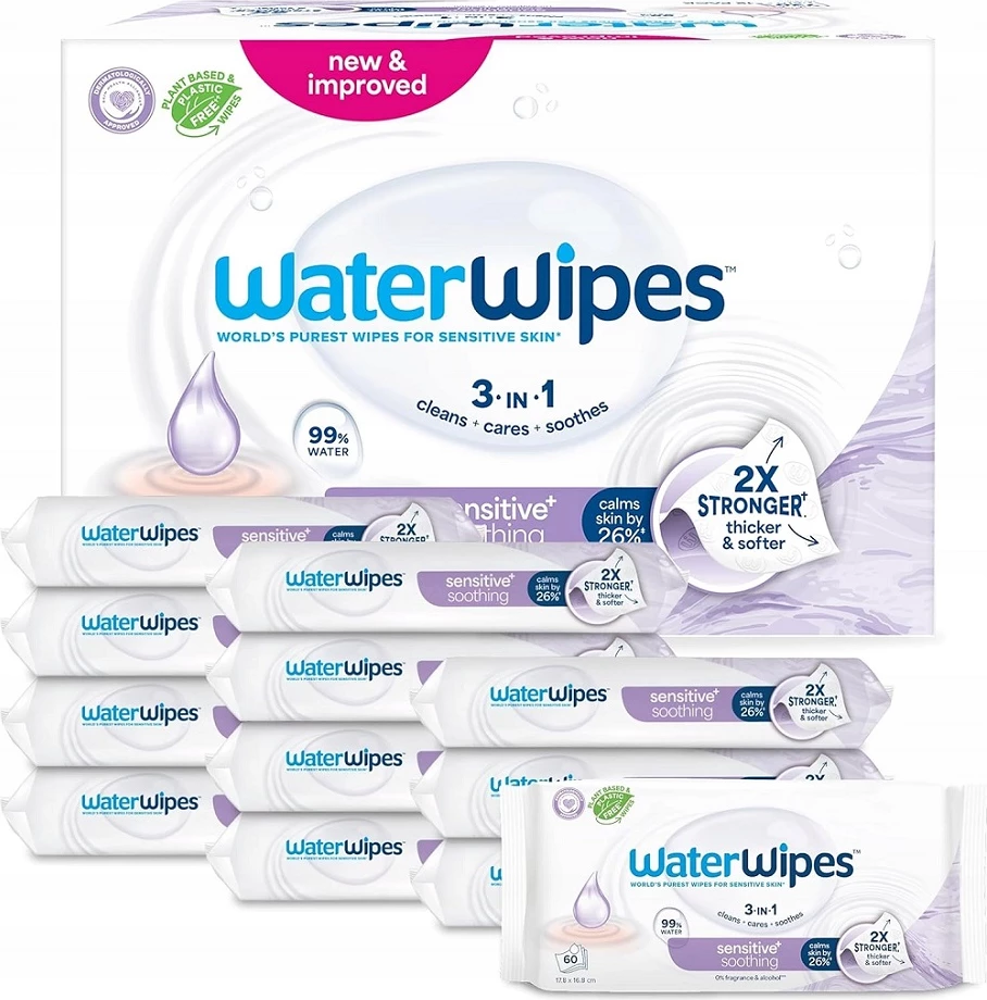 Letra të lagura WaterWipes Sensitive+ Soothing me lavandë 12x60 copë