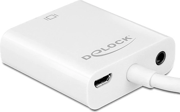 Adapter DeLOCK 65557 Micro HDMI në VGA, 1080p, me audio 3.5mm, i bardhë