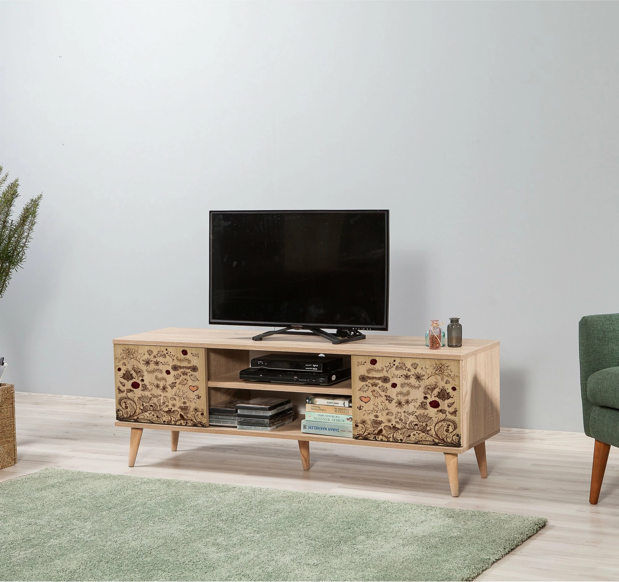 Komodë për TV Truva, ngjyrë lisi Sonoma, Hanah Home, 140x50x40 cm