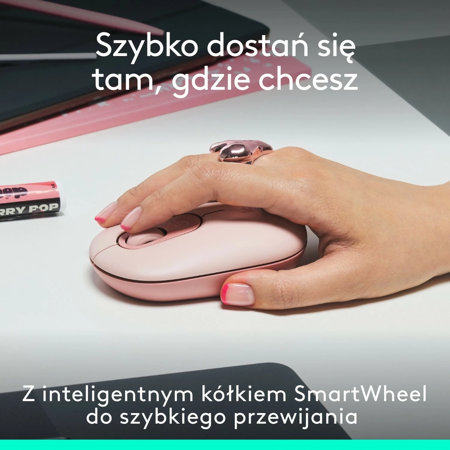 Maus Logitech POP ICON, pa tela, rozë