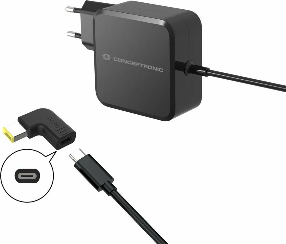 Adapter Conceptronic USB-C PD100W në Lenovo/Universal 5.5x2.5mm, 18-20V, i zi