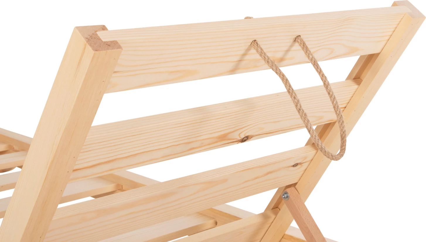 Shezlong profesional për plazh, dru pishe, IKARIA FH6115.01, 80x208x32-100H cm