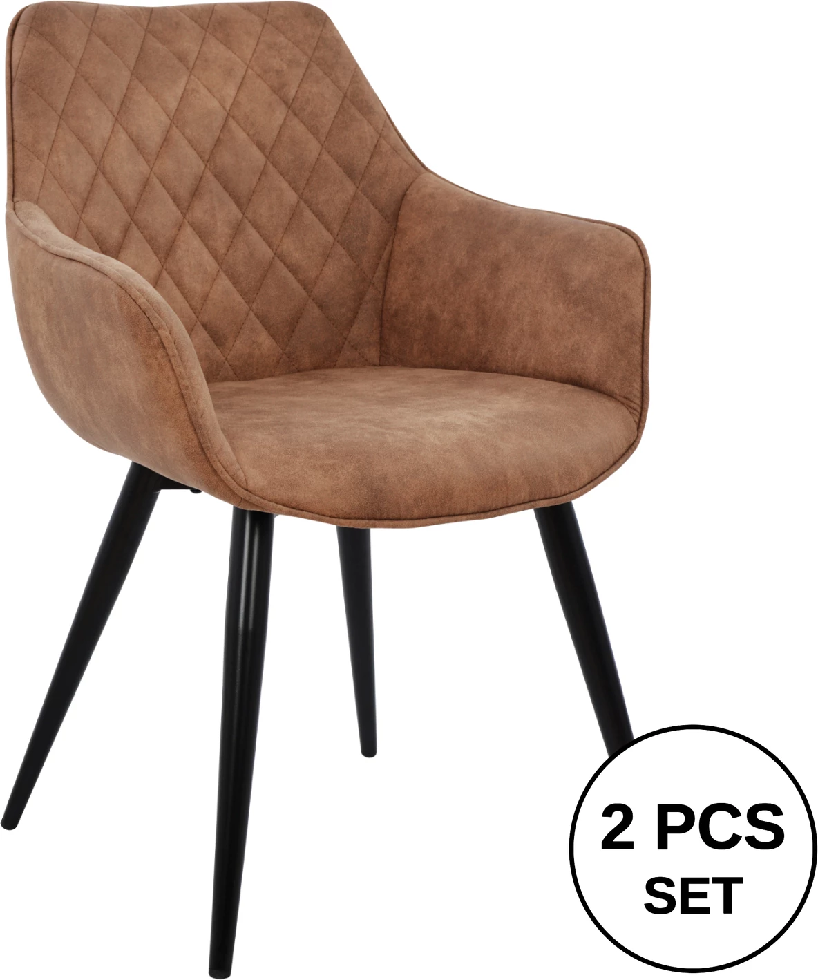 Karrige me krahë Mando FH8006.03 me pëlhurë nubuck ngjyrë kafe 60x60x84cm, set prej 2 copë