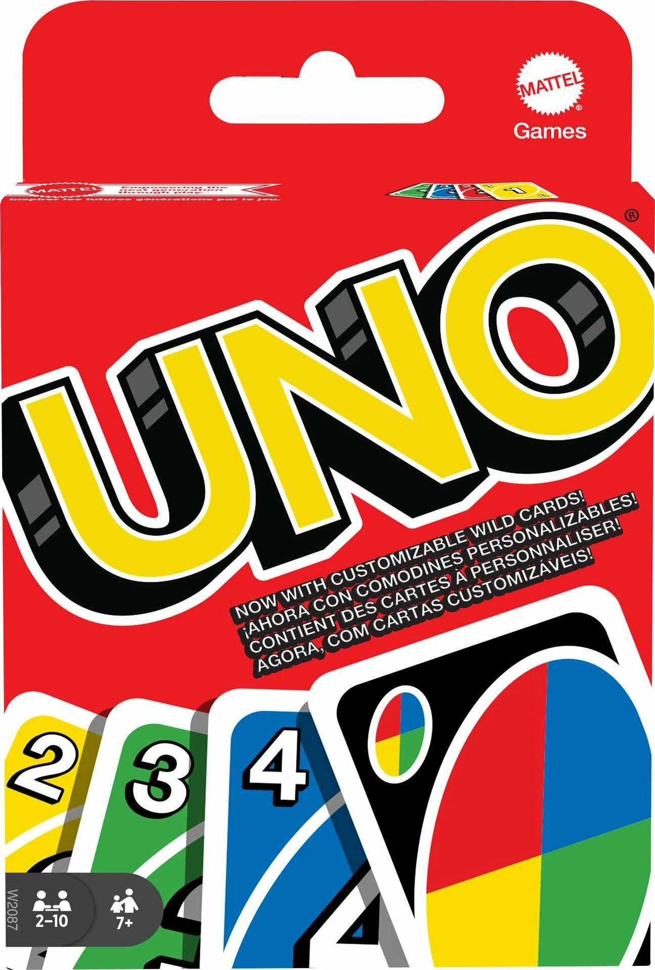 Lojë letrash Mattel UNO W2085, 108 letra, 2-10 lojtarë
