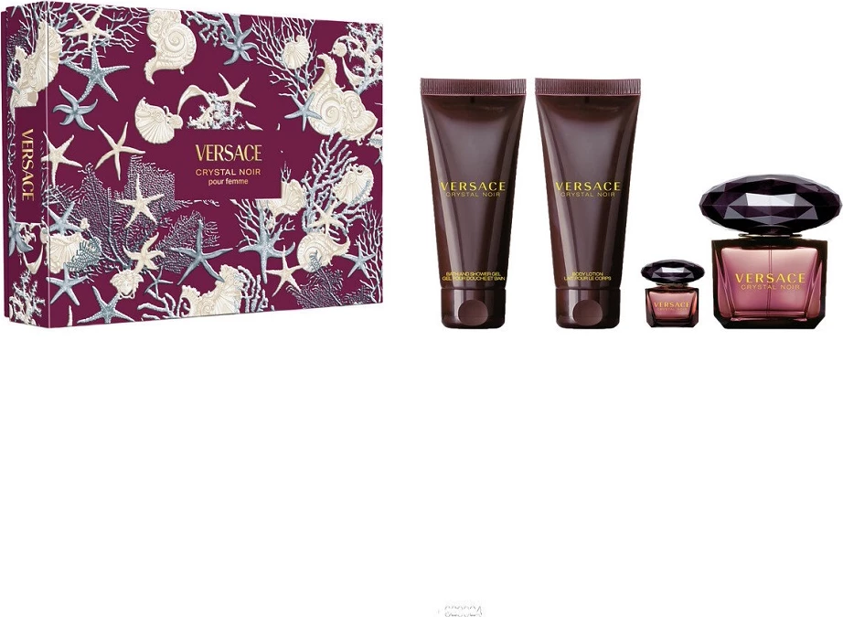 Set Eau de Parfum për femra Versace Crystal Noir 90ml + 5ml + 100ml + 100ml