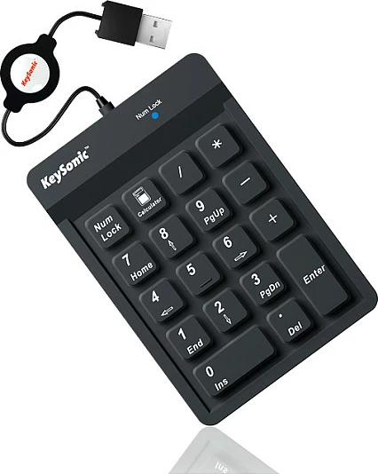 Tastierë numerike KeySonic ACK-118BK, USB, 18 taste, silikon, e zezë