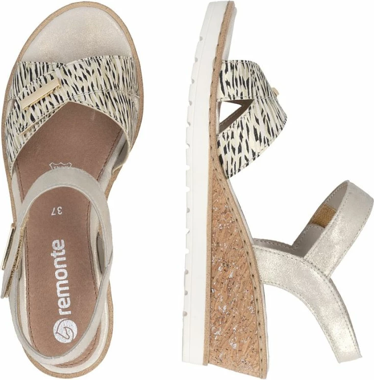 Sandale me platformë për femra Remonte Rieker R6266-90, të arta