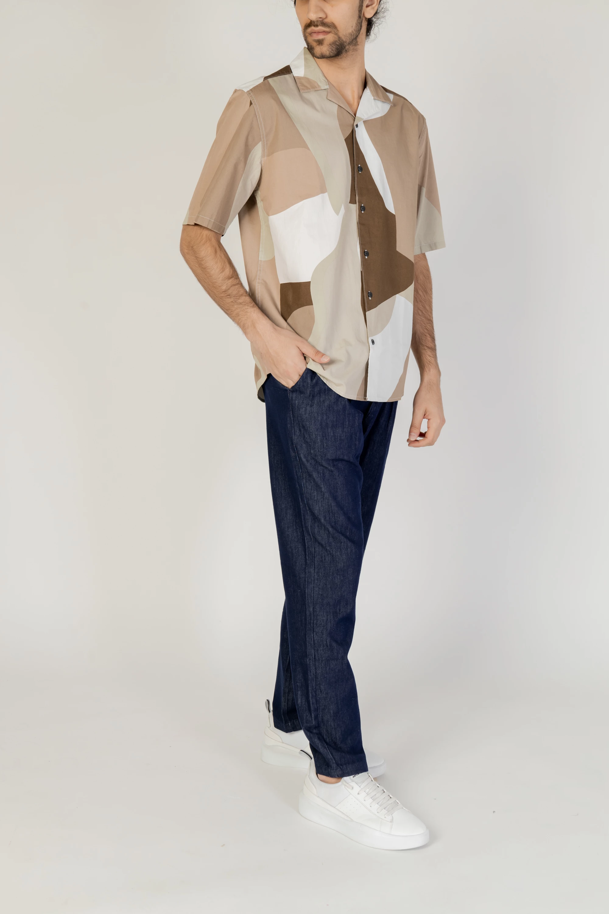 Këmishë me mëngë të shkurta për meshkuj Only & Sons Onstie Rlx Ss Aop Resort 22028044, kafe [Madhësia: XL]