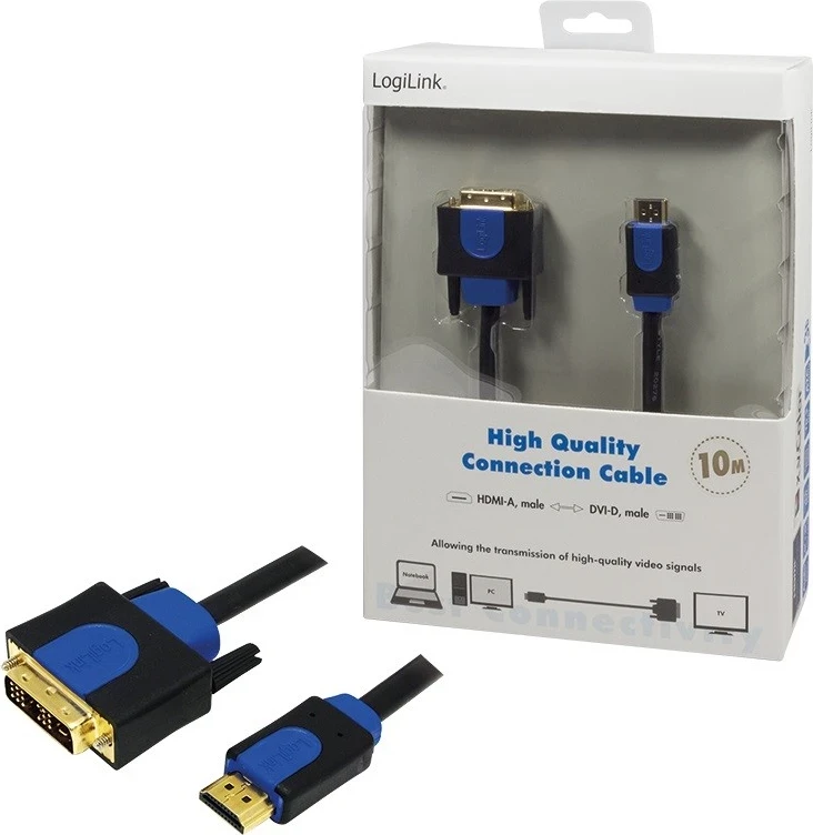 Kabllo rrjeti LogiLink DVI, 10m, i zi