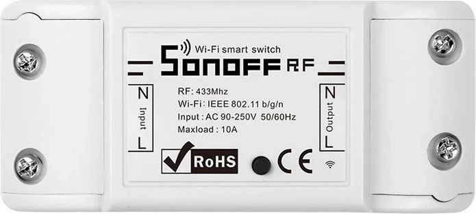 Switch i mençur Sonoff RF R2, WiFi + RF 433MHz, 1 kanal, i bardhë