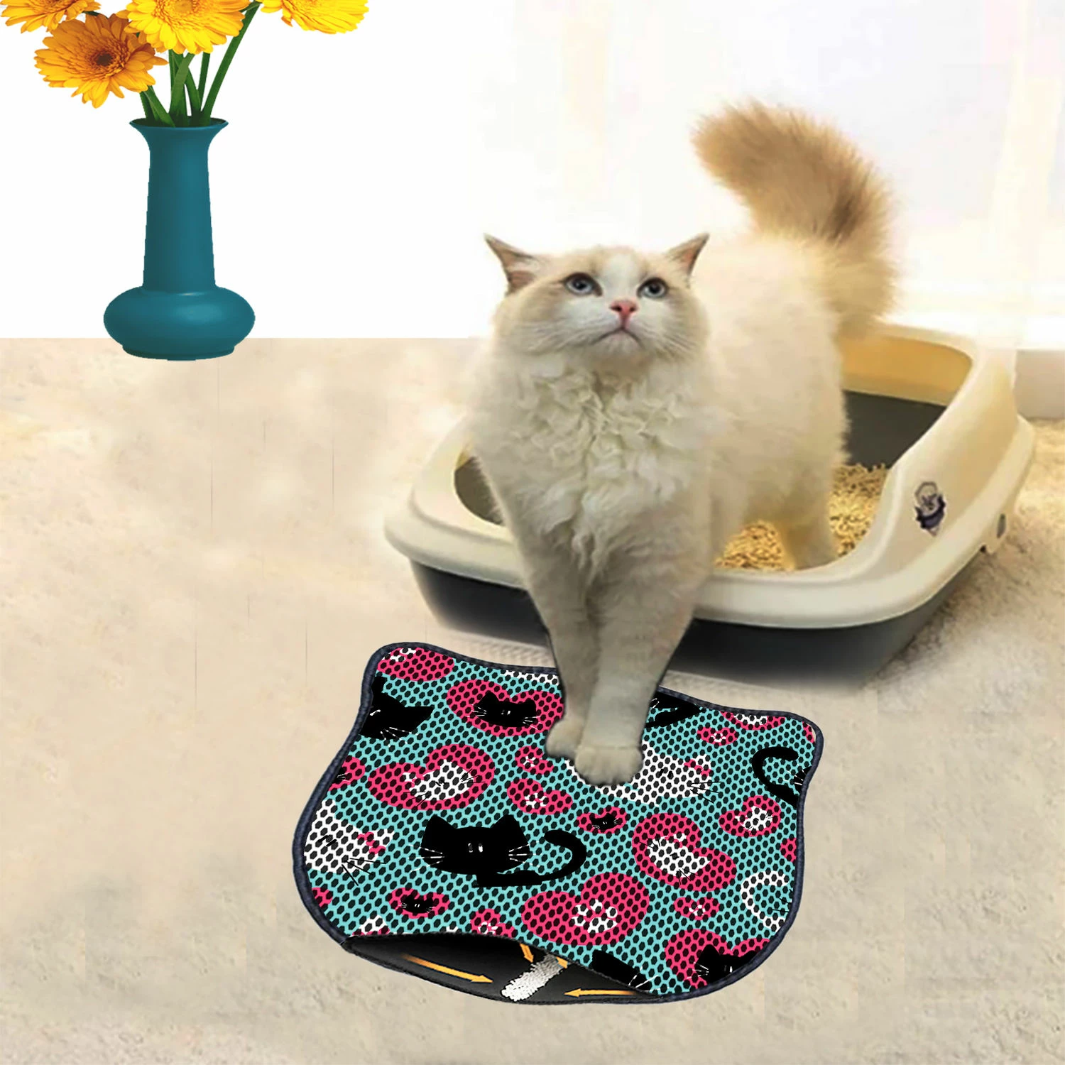 Tapet për rërë të maceve, shumëngjyrësh, Paws & Whiskers, Kdkafa0186