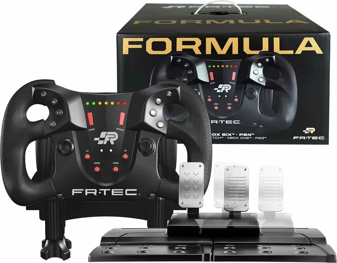 Timon gaming fr-tec Formula për PS3/PS4/Switch/Xbox/PC, me pedale, i zi
