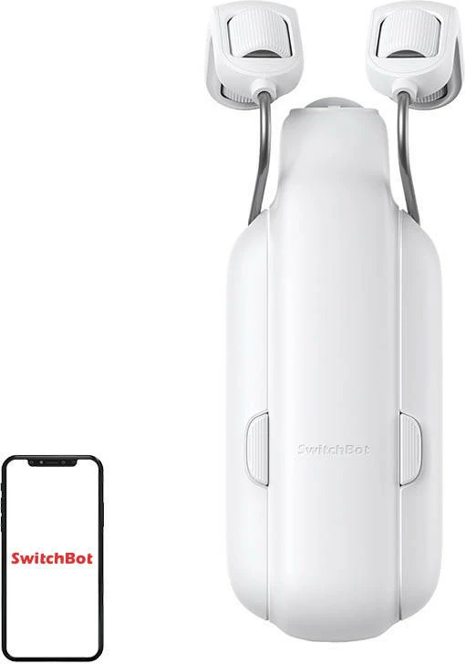 Motor perde SwitchBot Curtain Rod 3, për shufra rrethore Ø15–40 mm dhe U-type, deri 15 kg, Bluetooth (Wi‑Fi me Hub), bateri e rikarikueshme, e bardhë