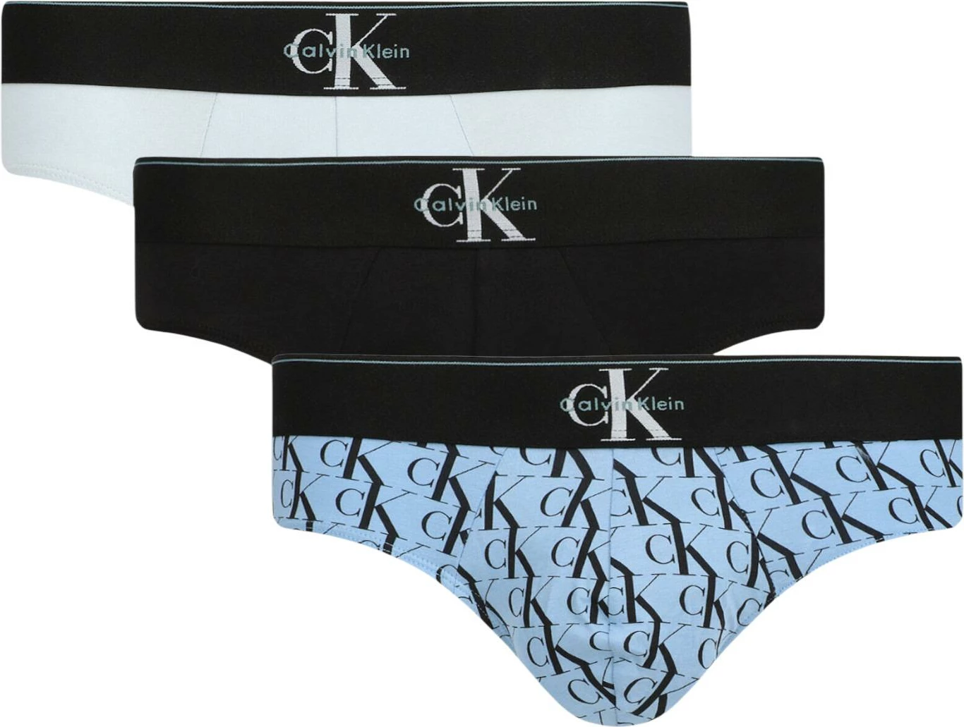 Të brendshme Hip Brief 3-palëshe Calvin Klein Underwear LV00NB4471 për meshkuj, zi/turkez