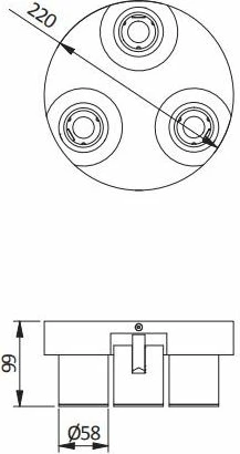 Reflektor tavanor GTV BLINK 3xGU10 220V IP20 alumin, i zi