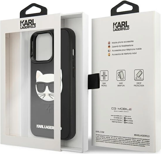 Mbështjellës Karl Lagerfeld Ikonik 3D Rubber për iPhone 13/13 Pro, 6.1", i zi