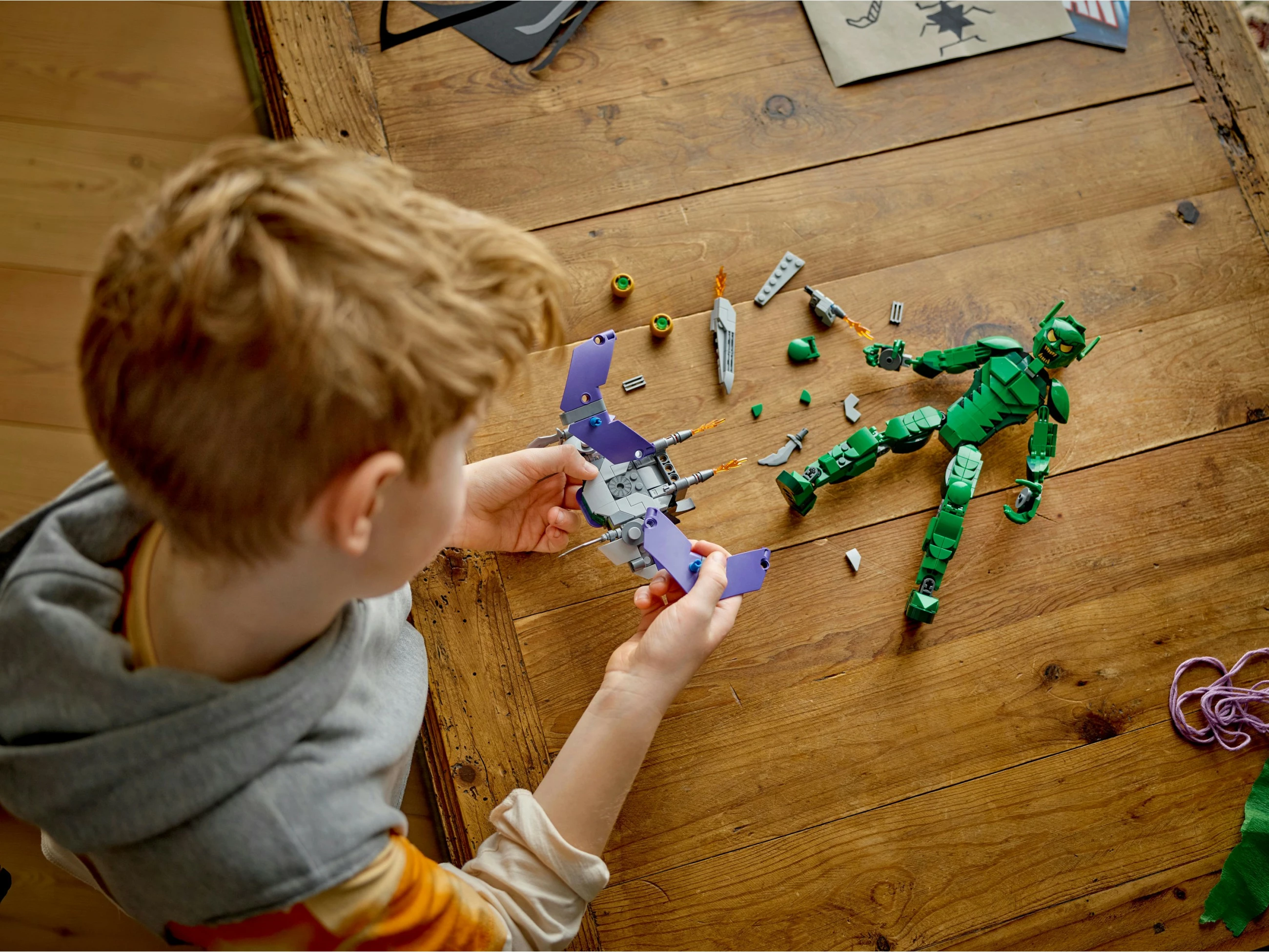 Set ndërtimi LEGO Marvel Green Goblin 76284, figurë ndërtuese, shumëngjyrëshe