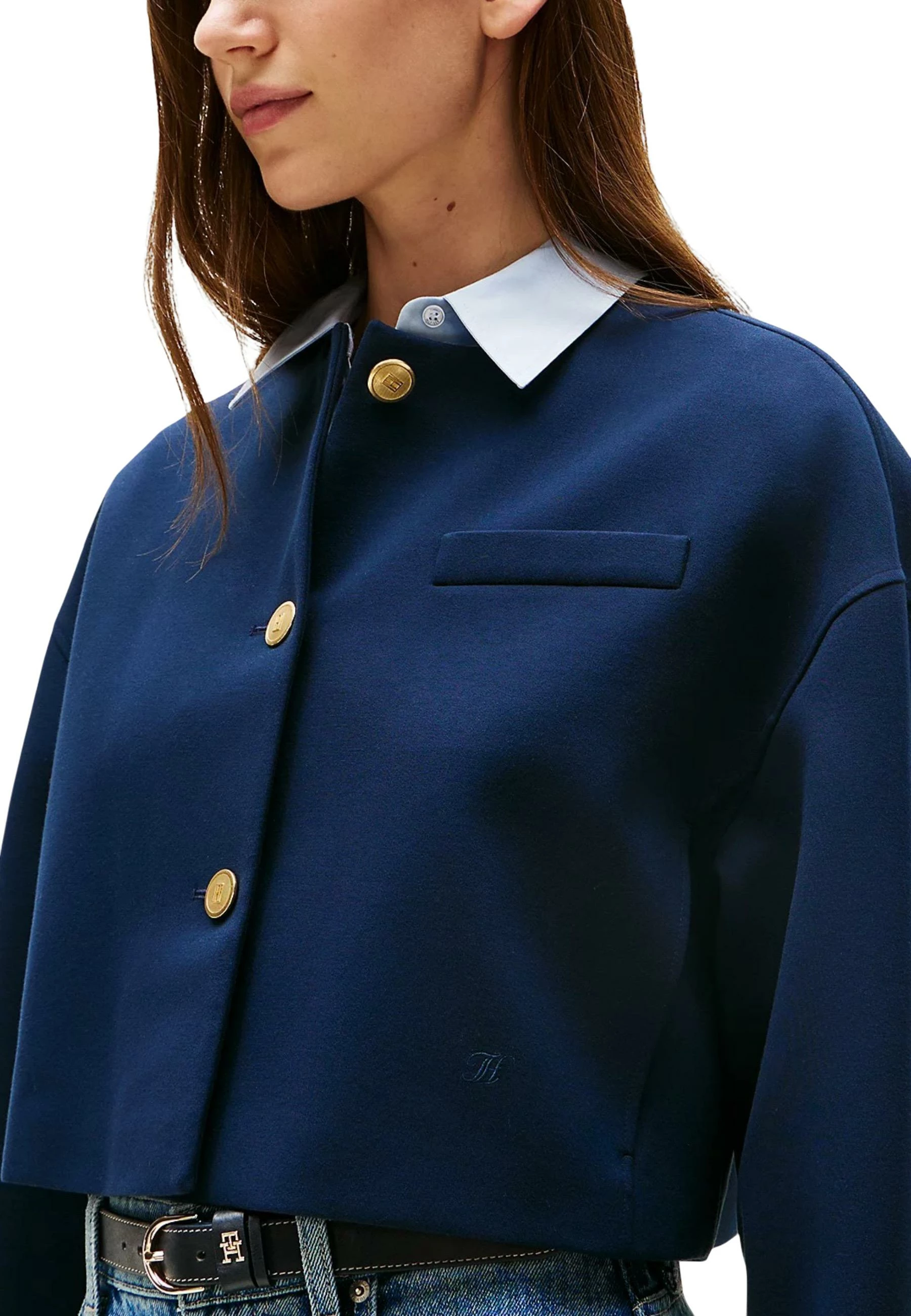 Blazer për femra Tommy Hilfiger Punto Crop Lady Jack WW0WW46519, blu e errët [Madhësia: 36]