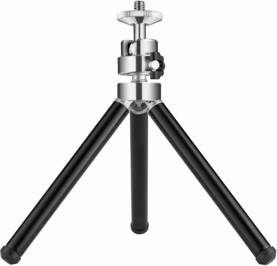 Tripod universal Sandberg 134-11, lartësi e rregullueshme 16–23.5 cm, vidë 1/4", ngarkesë max 800 g, i palosshëm, zi/argjendtë