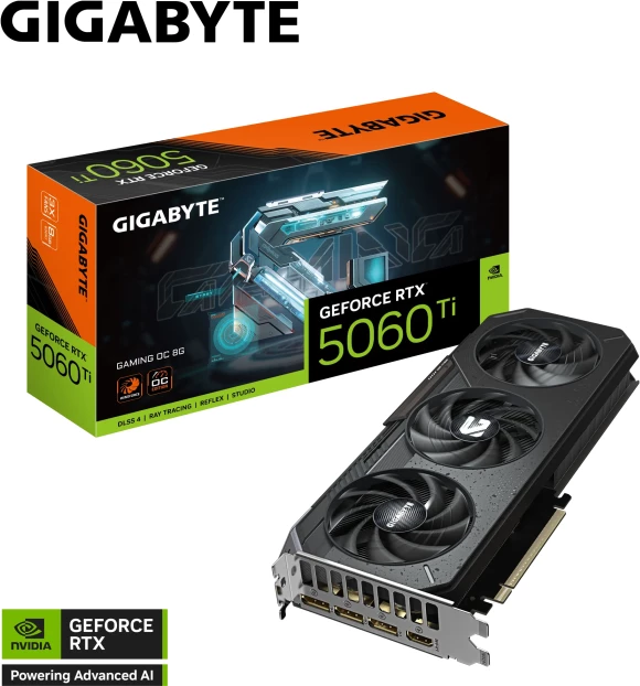 Kartelë grafike GIGABYTE GeForce RTX 5060 Ti Gaming OC 8G (GV-N506TGAMING OC-8GD), 8GB GDDR7, PCIe 5.0, e zezë