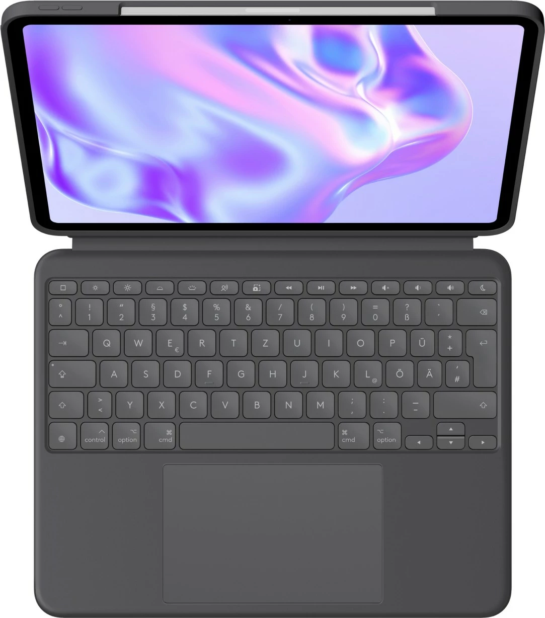 Mbështjellës me tastierë Logitech Combo Touch, QWERTZ, Gjermanisht, Trackpad, 1.9 cm, 1 mm, Apple, Grafit, (DE keyboard)