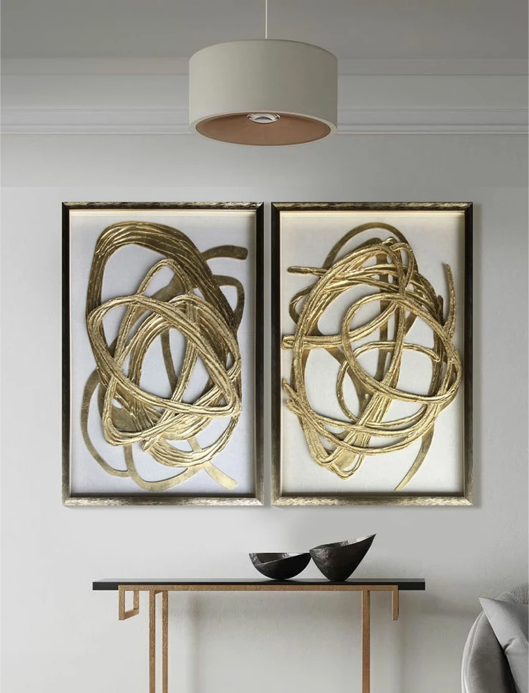 Pikturë dekorative Wild Soul, MDF, xham, ngjyrë ari dhe e bardhë, 60x90x4cm