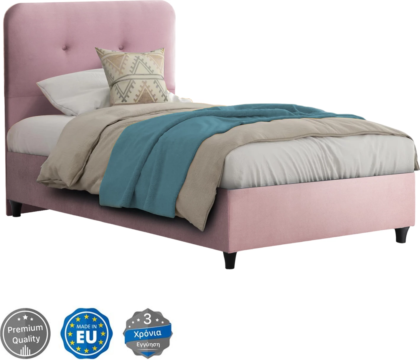 Krevat DOLORES FH649.12 kadife rozë e pluhurosur 90x200 cm