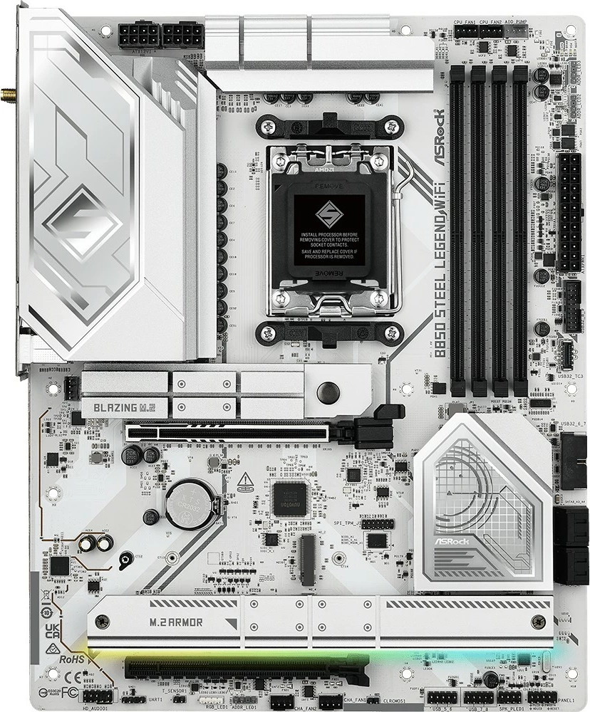 Pllakë amë ASRock B850 Steel Legend WiFi, Socket AM5, ATX, 4x DDR5, e bardhë