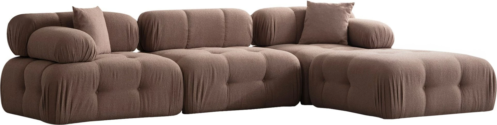 Këndare Doblo 3 vende me pouffe, ngjyrë kapuçino
