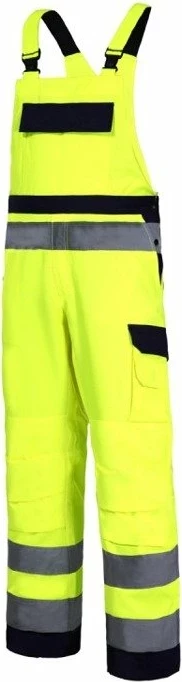 Pantallona pune hi-vis me tiranta LAHTI PRO L4110703, 270 g/m², 11 xhepa, EN ISO 20471 Klasa 3, madhësia L, e verdhë