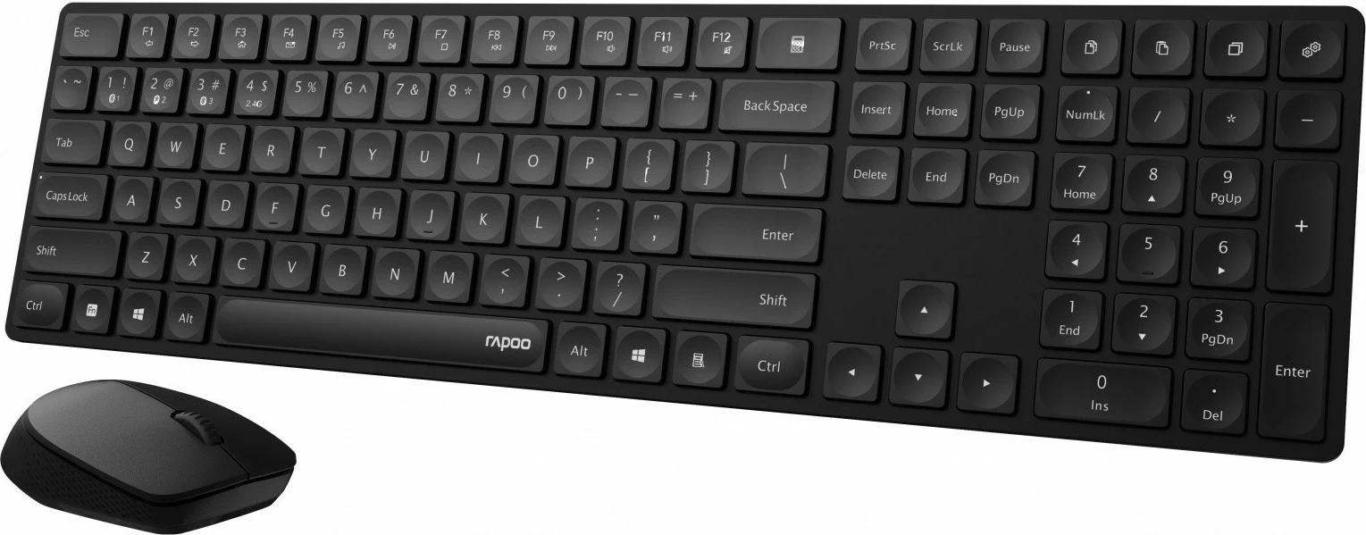 Set wireless tastierë dhe maus RAPOO 8020M, i zi