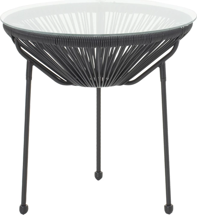 Tavolinë Acapulco, metal dhe ratan PE, ngjyrë e zezë, D50x52cm