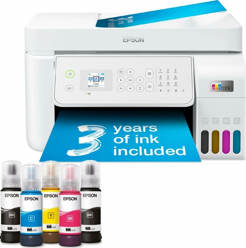 Printer multifunksional inkjet Epson EcoTank L5316 A4 CISS Wi‑Fi/Ethernet me ADF dhe fax, i bardhë