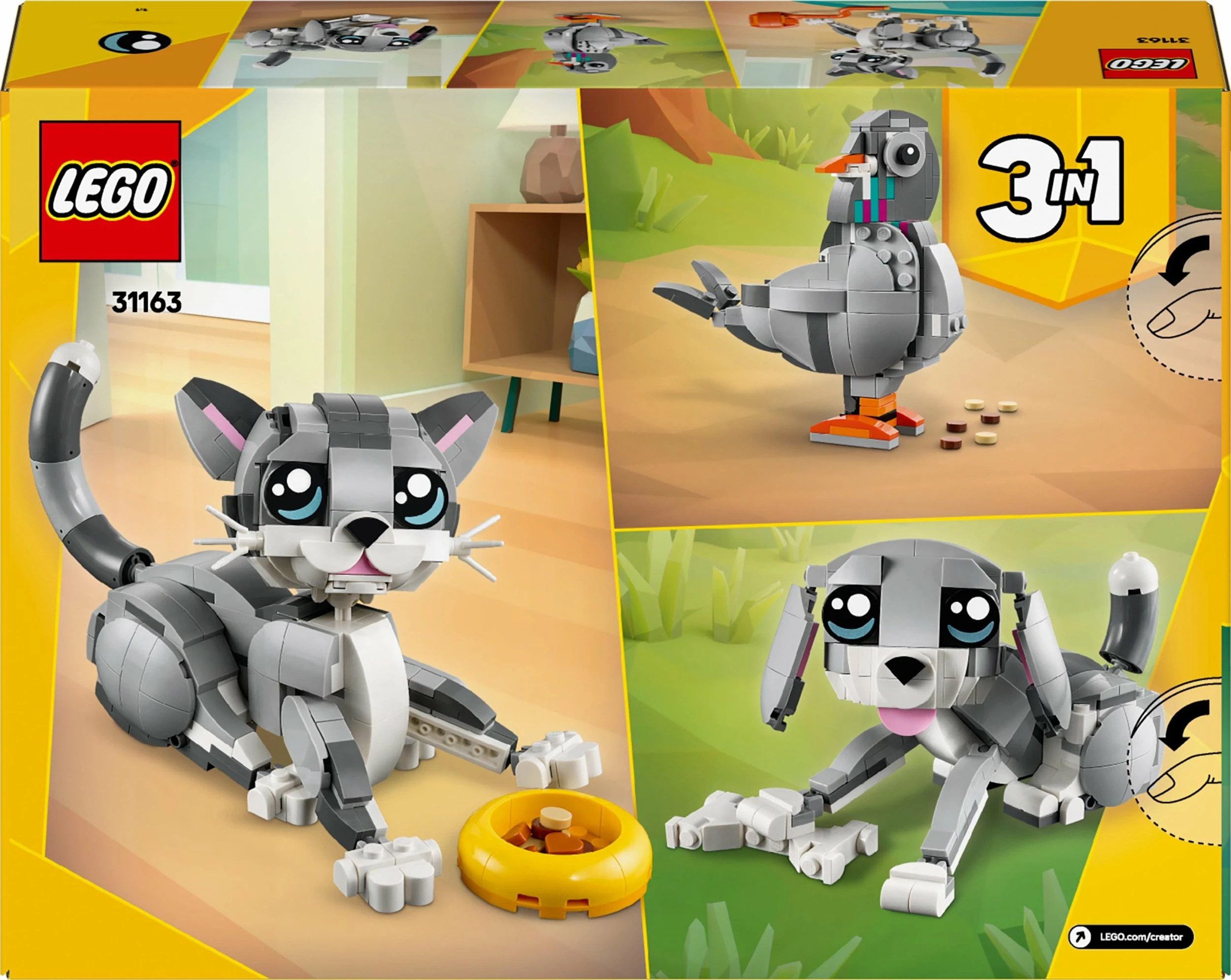 Set LEGO Creator 3-në-1 Playful Cat 31163, 407 copë