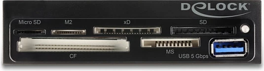 Kartëlexues i brendshëm DeLOCK 3.5" USB 3.2 Gen 1, 6 slote + portë USB-A, 5 Gbps, metalik, zi/gri