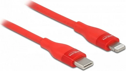 Kabllo DeLOCK USB-C në Lightning 0.5m, MFi, Fast Charge, e kuqe