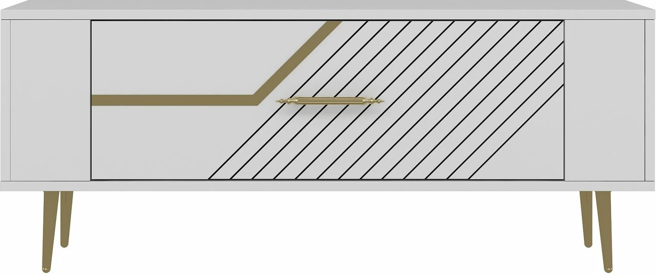 Komodë TV Skye Decor, Retrolp5, e bardhë dhe ari