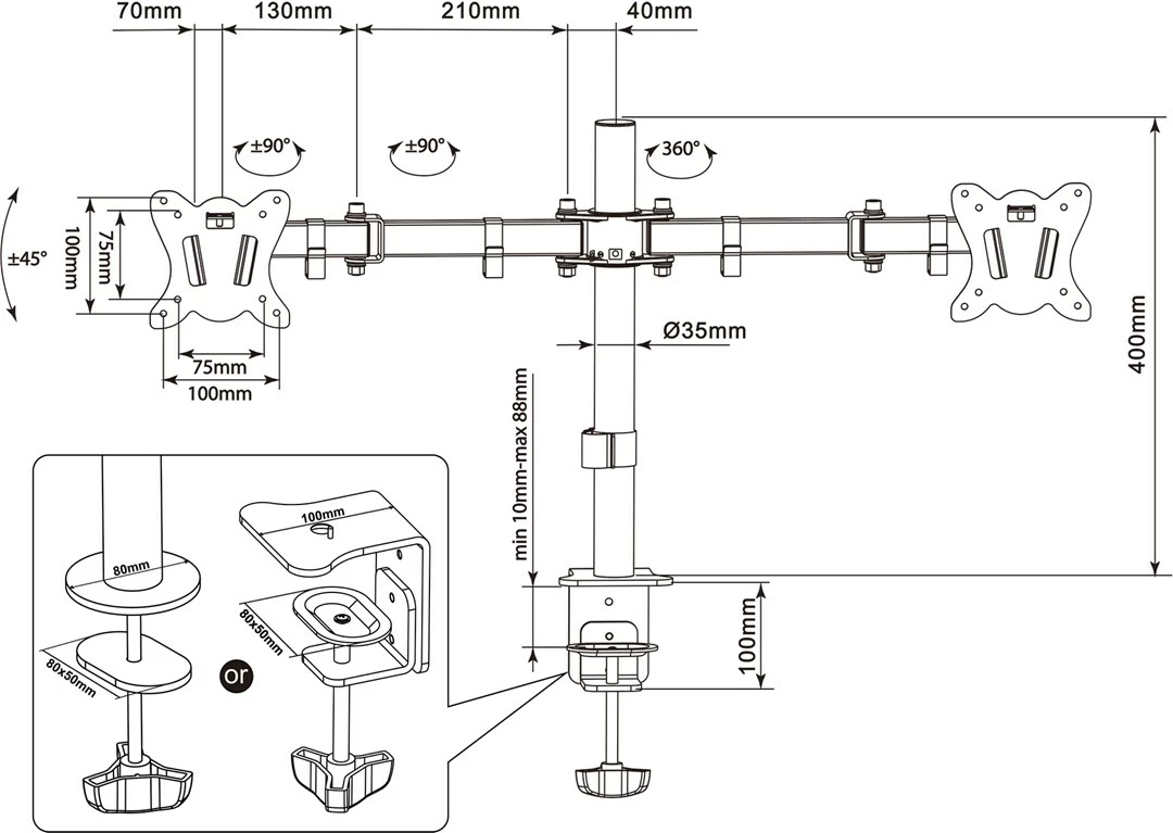 Mbajtëse monitoriEverest MT015, 13-27'', e zezë